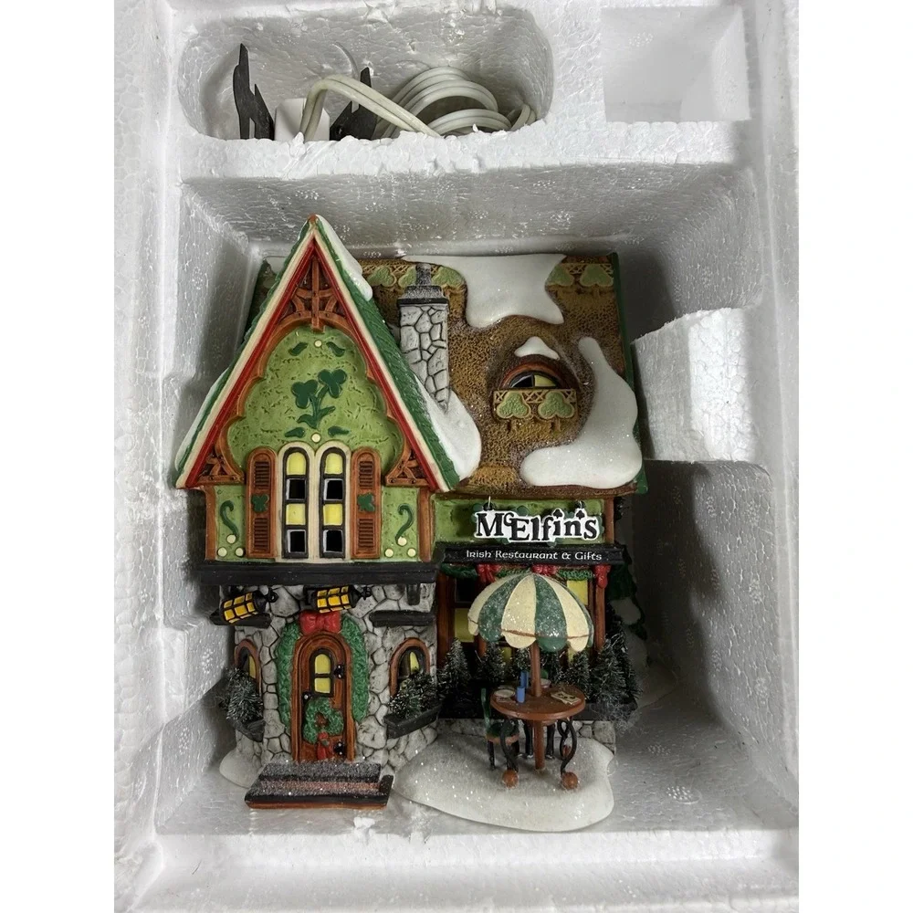 Dept 56 North Pole McElfin's Irish Restaurant & Gifts Christmas Lighted Village